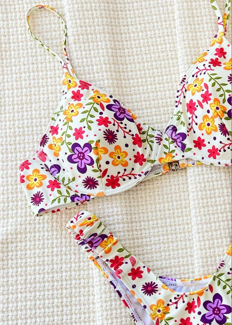 Sunburst Bloom Bikini Set - Underwire Floral Two-Piece  GEMMACHIC