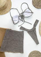 Riviera Striped Bikini Set with Skirt Cover-Up  GEMMACHIC