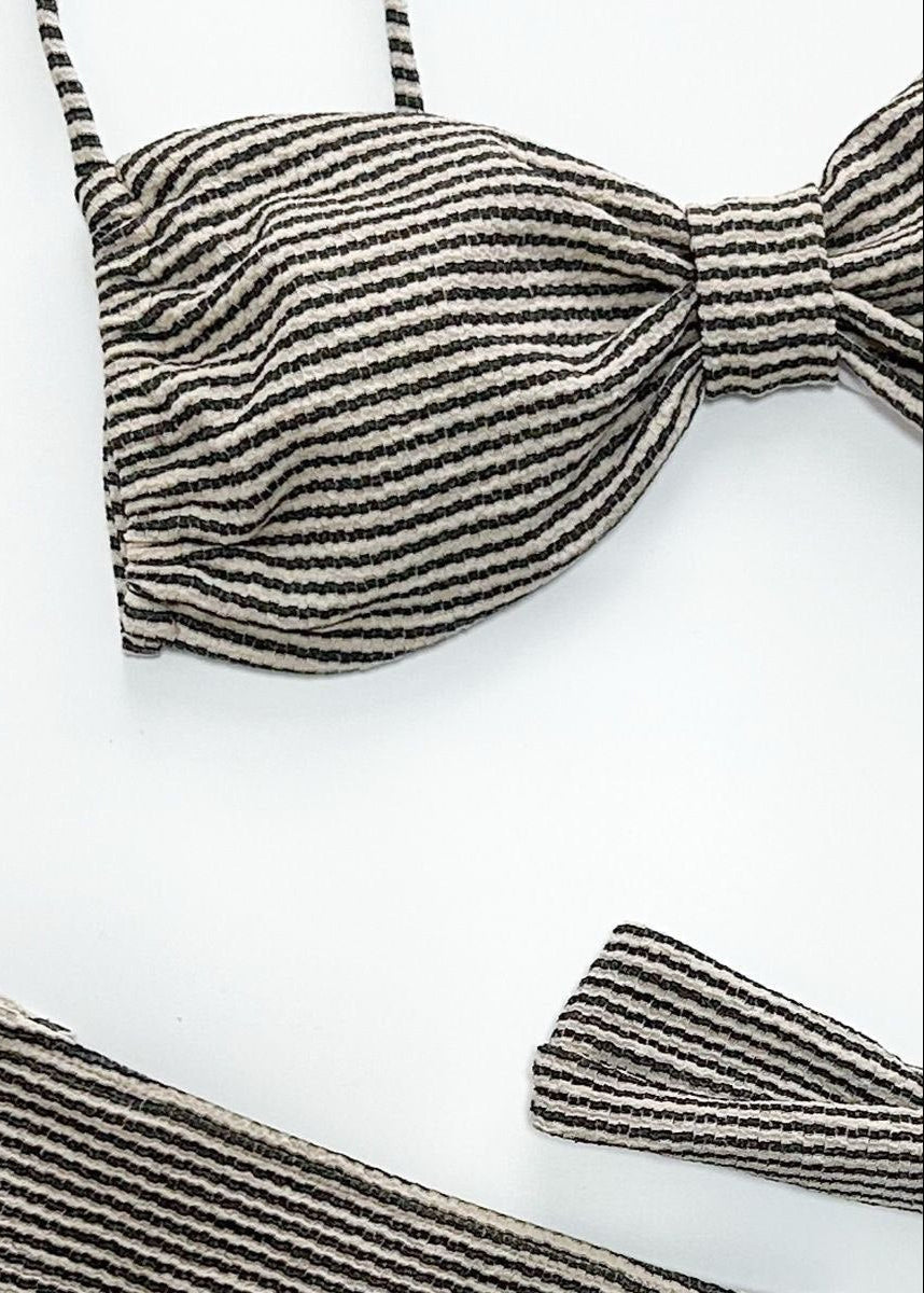 Riviera Striped Bikini Set with Skirt Cover-Up  GEMMACHIC