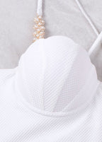 Del Mar High-Waisted Bikini Set with Pearl Strap Detail  GEMMACHIC