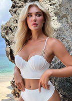 Del Mar High-Waisted Bikini Set with Pearl Strap Detail  GEMMACHIC