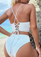 Del Mar High-Waisted Bikini Set with Pearl Strap Detail  GEMMACHIC