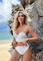 Del Mar High-Waisted Bikini Set with Pearl Strap Detail  GEMMACHIC