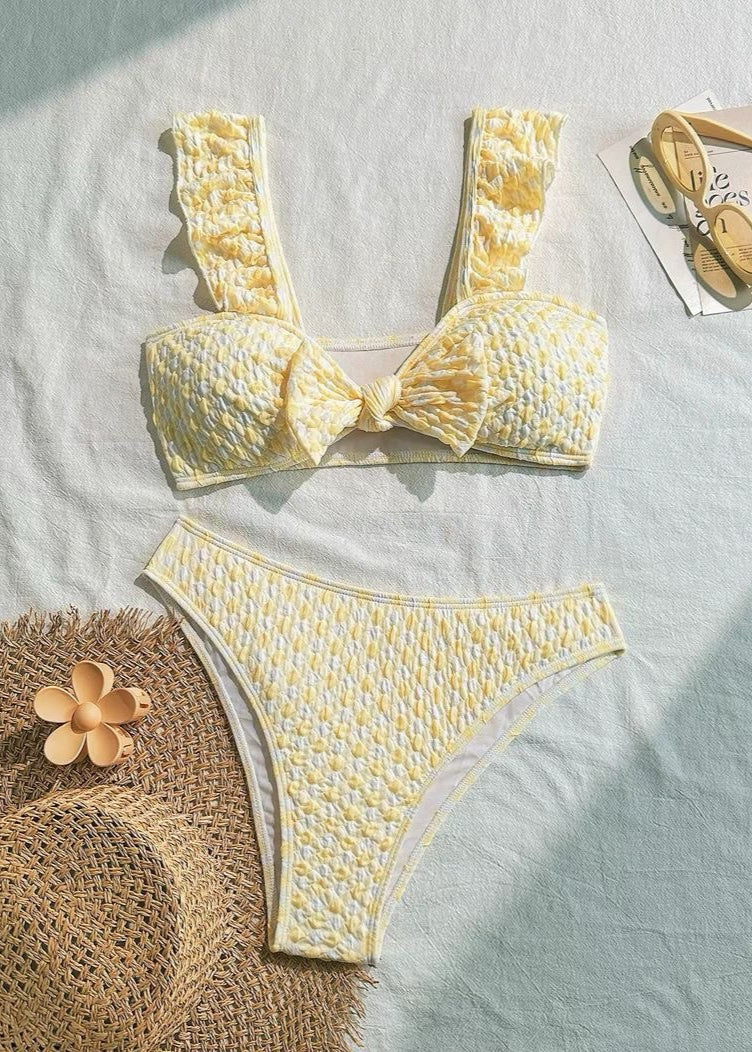 Sunlit Ruffle Textured Bikini Set  GEMMACHIC