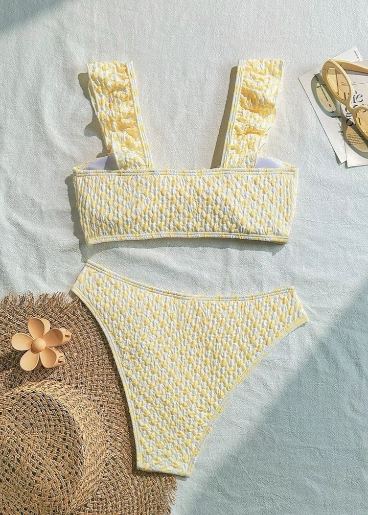 Sunlit Ruffle Textured Bikini Set  GEMMACHIC