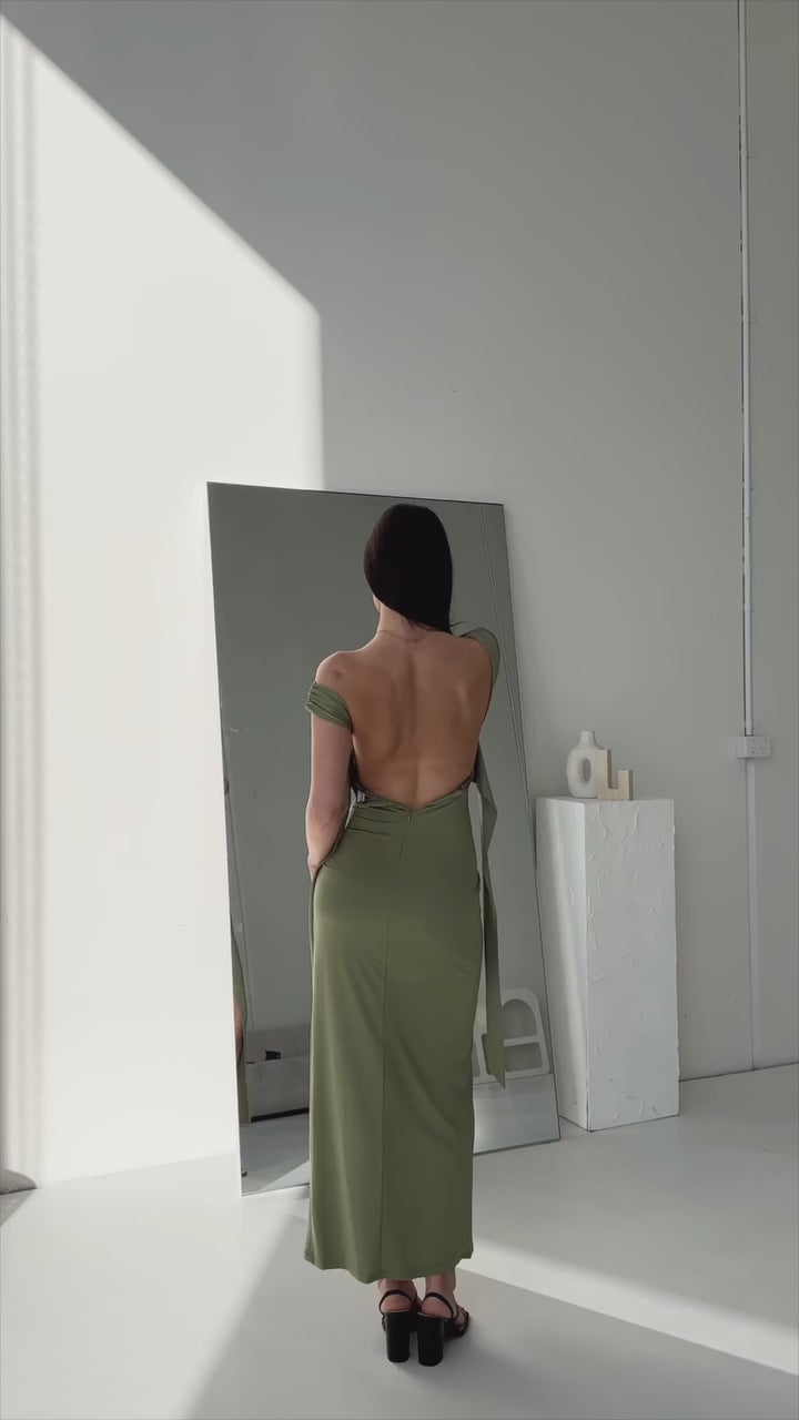 Polly Midi Dress - Khaki