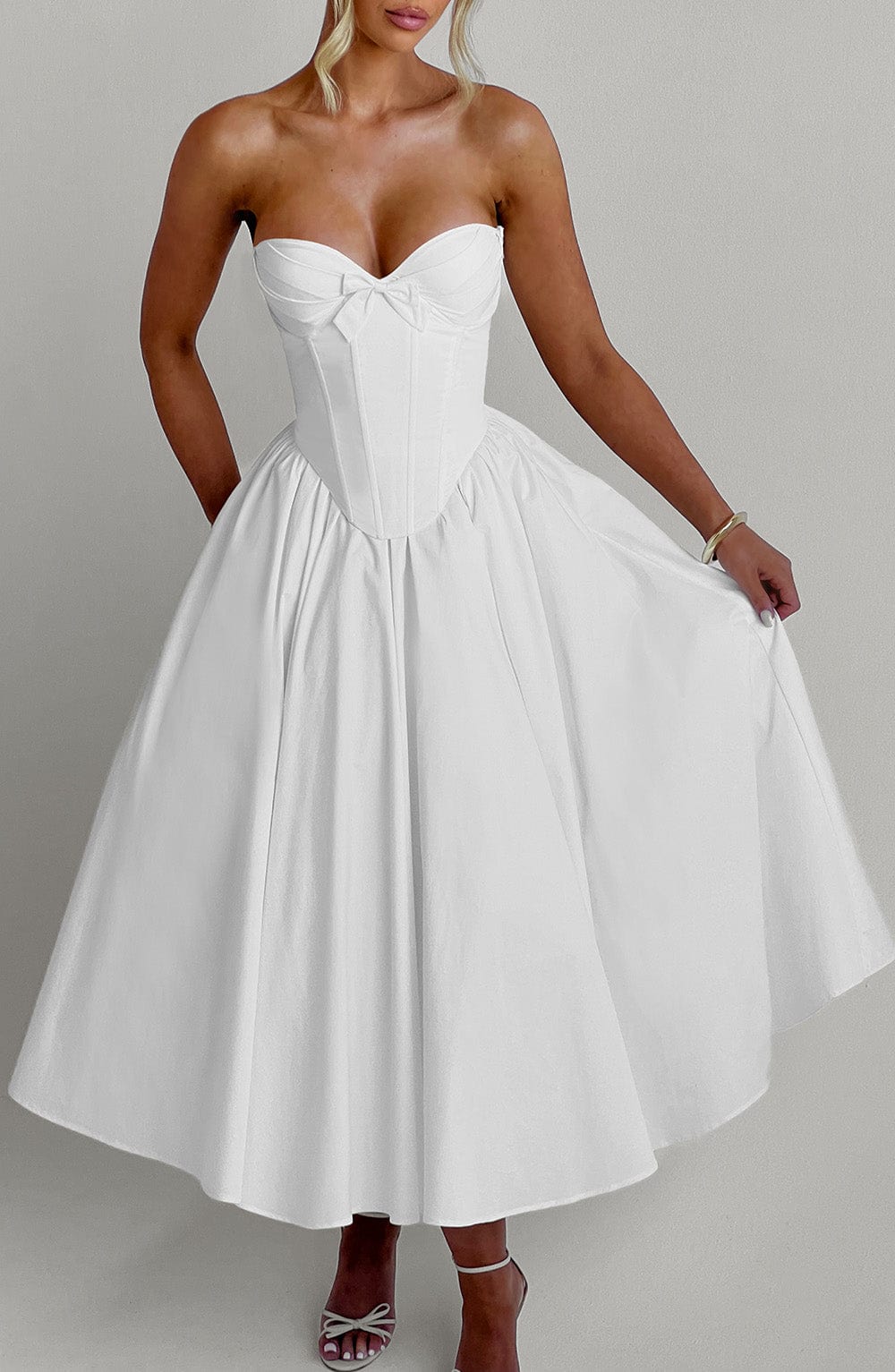 Prim Midi Dress - Ivory  Gemma Chic