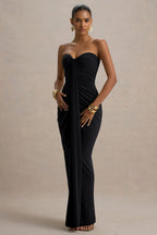 Ali | Black Sweetheart Ruched Wrap Maxi Dress  Gemma Chic