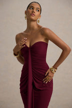 Ali | Burgundy Sweetheart Ruched Wrap Maxi Dress  Gemma Chic