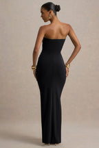 Ali | Black Sweetheart Ruched Wrap Maxi Dress  Gemma Chic