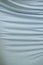 Pure Affection | Powder Blue Cowl-Neck Maxi Dress With Ruched Detailing And Front High Split  Gemma Chic