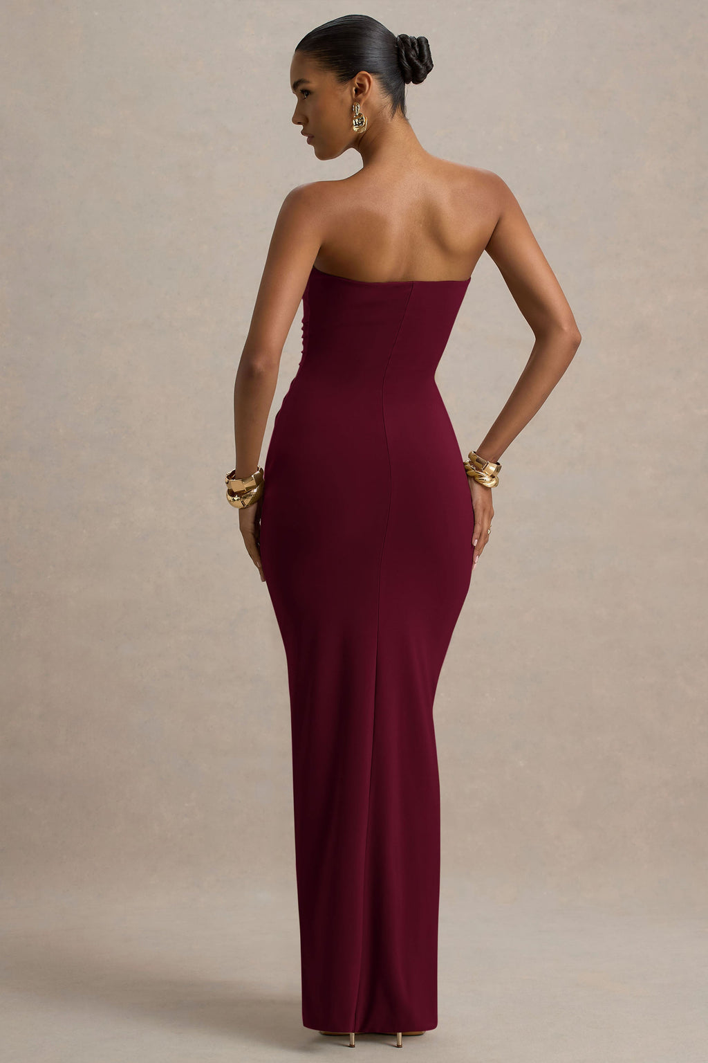 Ali | Burgundy Sweetheart Ruched Wrap Maxi Dress  Gemma Chic