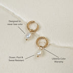 Hammered Pearl Hoop Earrings  GEMMACHIC